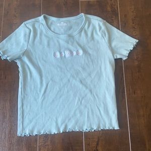 Blue shirt with flowers